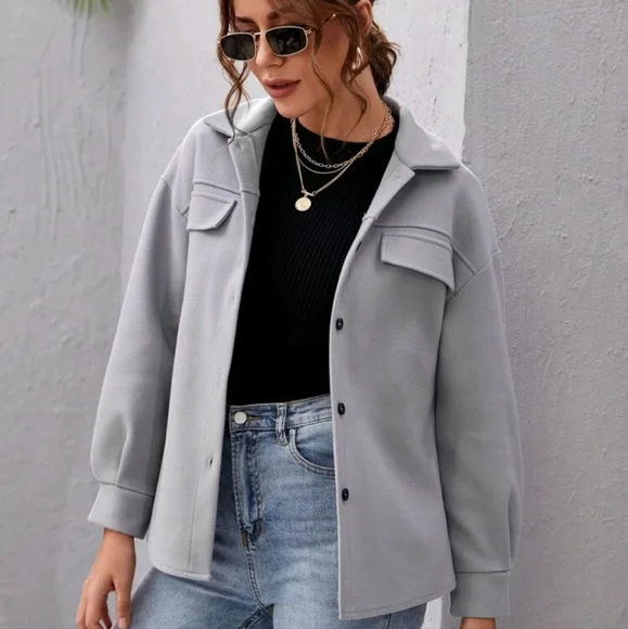 Drop Shoulder Buttoned Overcoat - Picture 3 of 6